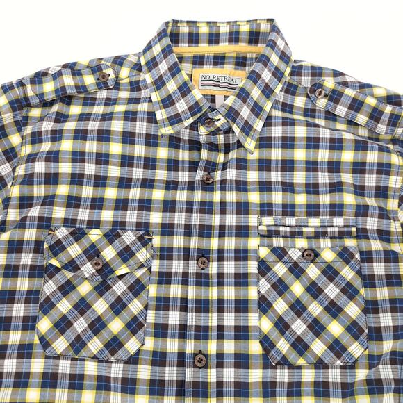 No Retreat Mens Multicolor Checkered Button Down Short Sleeve Shirt GUC- Size XL - Picture 4 of 12